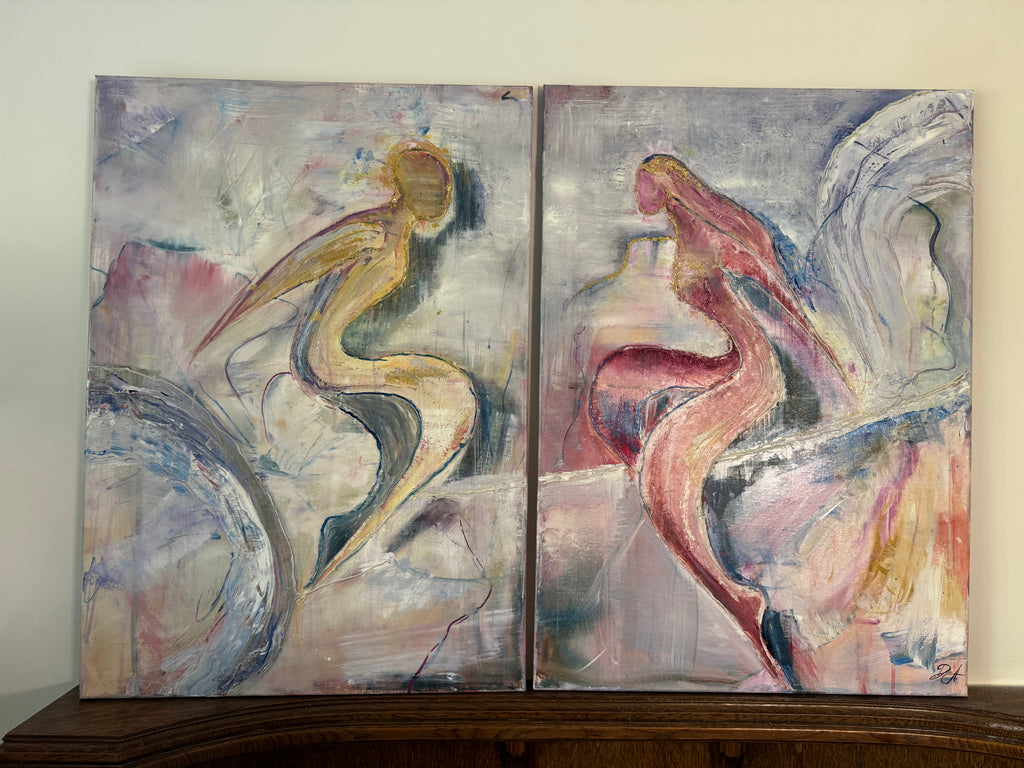 Matched in Every Way - Original Painting - Diptych, two panels